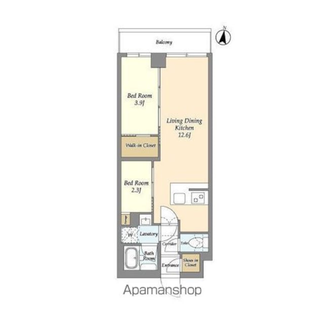アジールコート練馬中村橋[2LDK/42.52m2]の間取図
