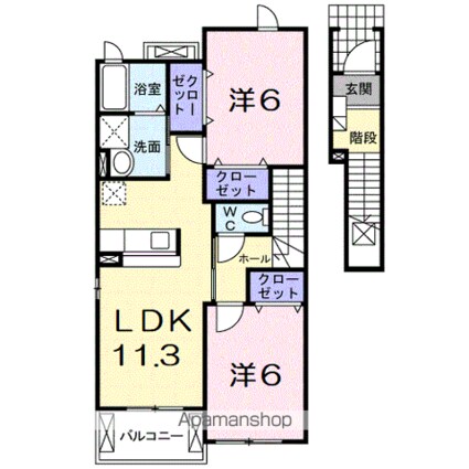 ラッフィナート　カーサ　Ｓ．Ｋ[2LDK/58.48m2]の間取図