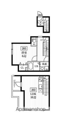ミハス池尻[1LDK/44.5m2]の間取図