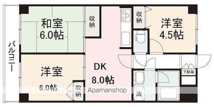 オレンジコート高松　[3DK/57m2]の間取図