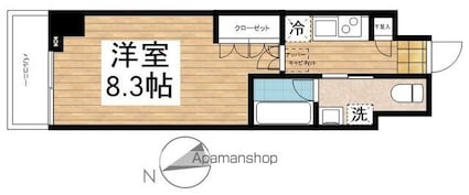 東京都新宿区下宮比町[1K/25.65m2]の間取図