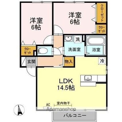 ラ　カンパーニュ[2LDK/62.1m2]の間取図