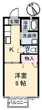 フレグランス東川口[1K/28.37m2]の間取図