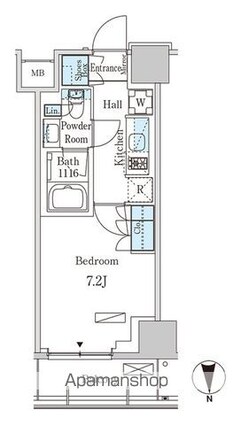 パークアクシス池袋[1K/25.42m2]の間取図