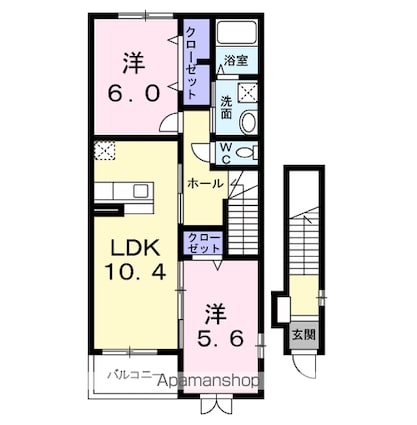 トゥー・ル・モンドＢ[2LDK/56.47m2]の間取図
