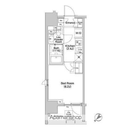 コンフォリア品川ＥＡＳＴ[1K/22.63m2]の間取図