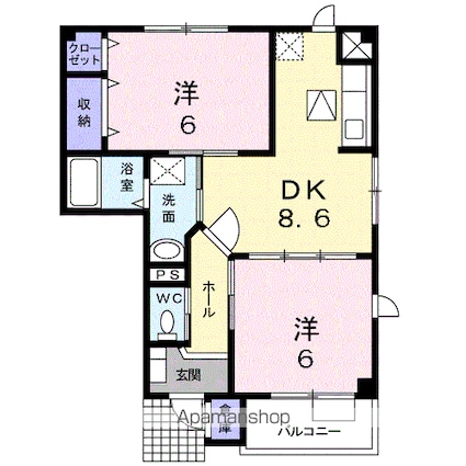 アーバン・スクェアＢ[2DK/49.17m2]の間取図