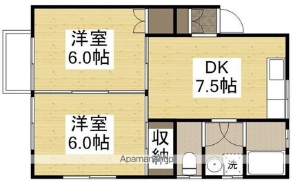 花の街ハイツＣ[2DK/38m2]の間取図