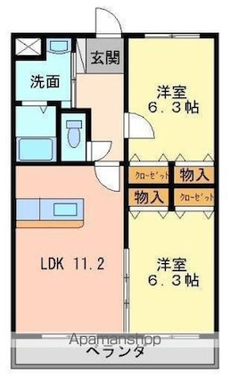 マリベールスタービレ[2LDK/52.42m2]の間取図