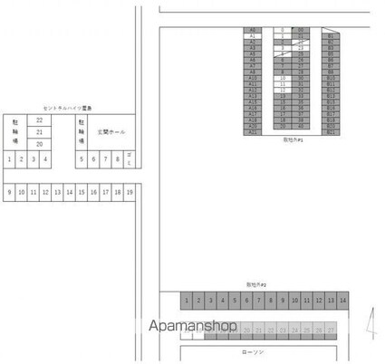 セントラルハイツ屋島[1LDK/54.5m2]の配置図