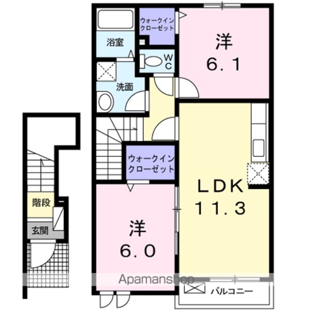 サザン・ガーデン「さくら」Ｂ[2LDK/57.63m2]の間取図