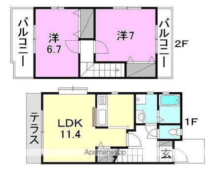 オーク・ヒル[2LDK/62.72m2]の間取図