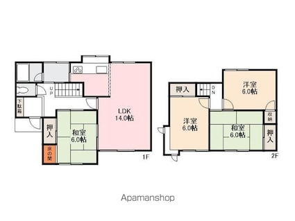 元山　山本借家[4LDK/87.07m2]の間取図