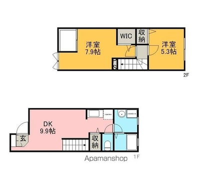 サンハイム・ユタカ[2LDK/55.89m2]の間取図