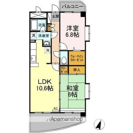 グランウィング[2LDK/61.42m2]の間取図