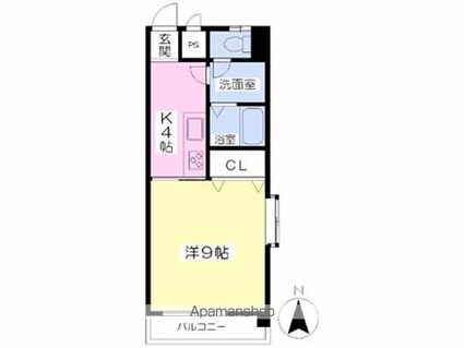 愛媛県松山市柳井町１丁目[1K/28.29m2]の間取図