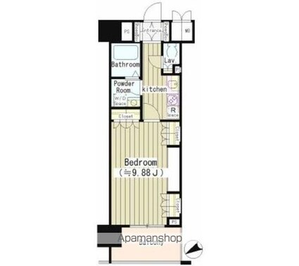 アーレア戸越公園[1K/34.4m2]の間取図