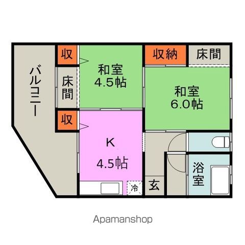 甘木鉄道 甘木駅 徒歩7分 2階建 築48年の間取り写真