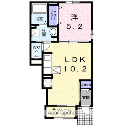 ルミエ　ソレイユ[1LDK/40.02m2]の間取図