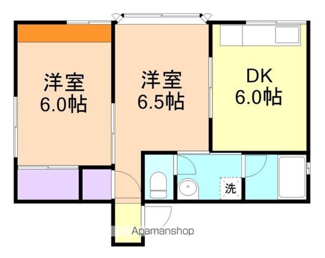 アーネスハイツわか[2DK/44.55m2]の間取図