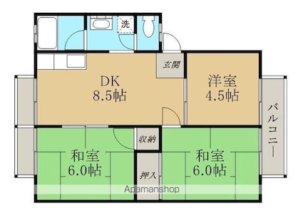 ハイツ北浦[3DK/51.77m2]の間取図