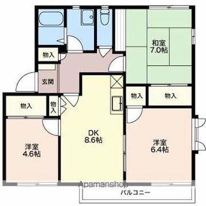 長野県長野市徳間１丁目[3DK/66.9m2]の間取図