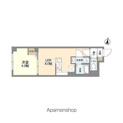 東京都中野区弥生町１丁目[1LDK/28.05m2]の間取図