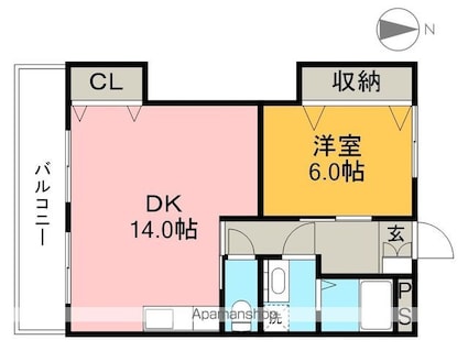 高知県高知市北本町４丁目[1LDK/52.9m2]の間取図