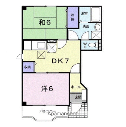フローレンス２００２　Ｂ[2DK/44.34m2]の間取図