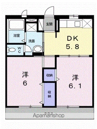 エルディム小栗[2DK/43.09m2]の間取図