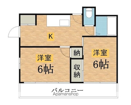 野口貸家[2K/33m2]の間取図