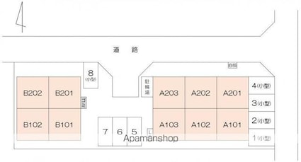 ＨＹＯーＤＯＲＵ木太町Ａ・Ｂ[1DK/33.87m2]の配置図