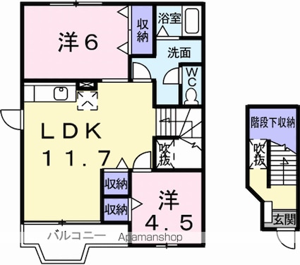 エステートハイツｐａｒｔⅡ[2LDK/58m2]の間取図