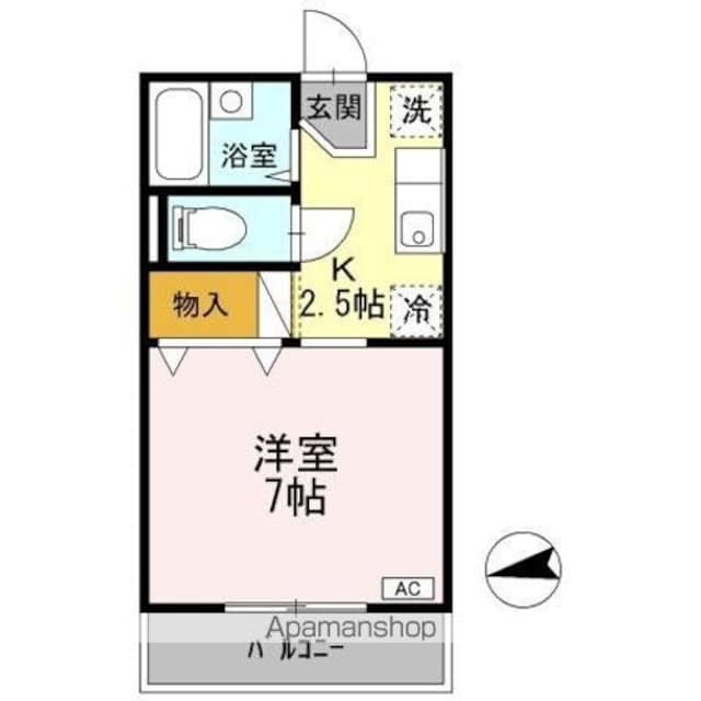 ジュネス国立[1K/23.4m2]の間取図