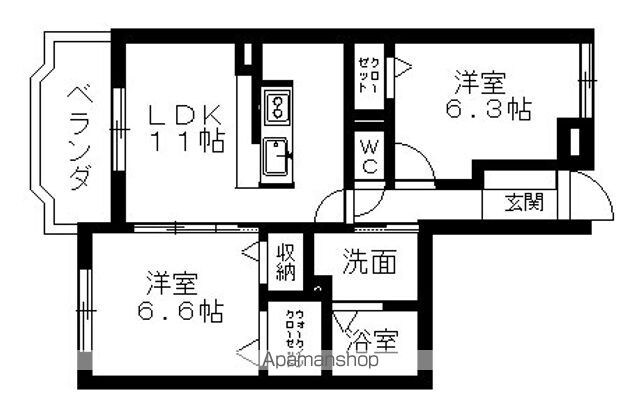 エストレーノｋｏｅｉ[2LDK/58.35m2]の間取図