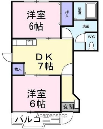 フラット・ハイムＡ[2DK/44.34m2]の間取図