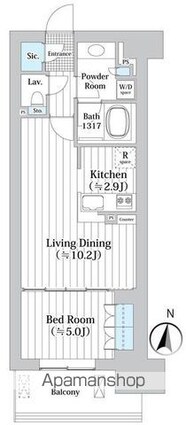 アビティグランデ砧　（Ｂ棟）[1LDK/45.1m2]の間取図