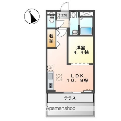 ルーエンビレッジＣ[1LDK/36m2]の間取図