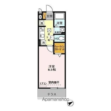 クレールコート[1K/29m2]の間取図