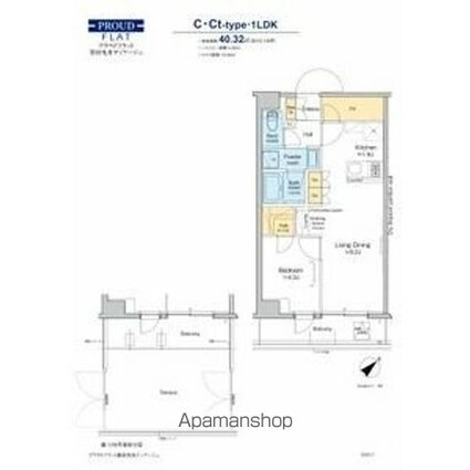 プラウドフラット墨田曳舟ディアージュ[1LDK/40.32m2]の間取図