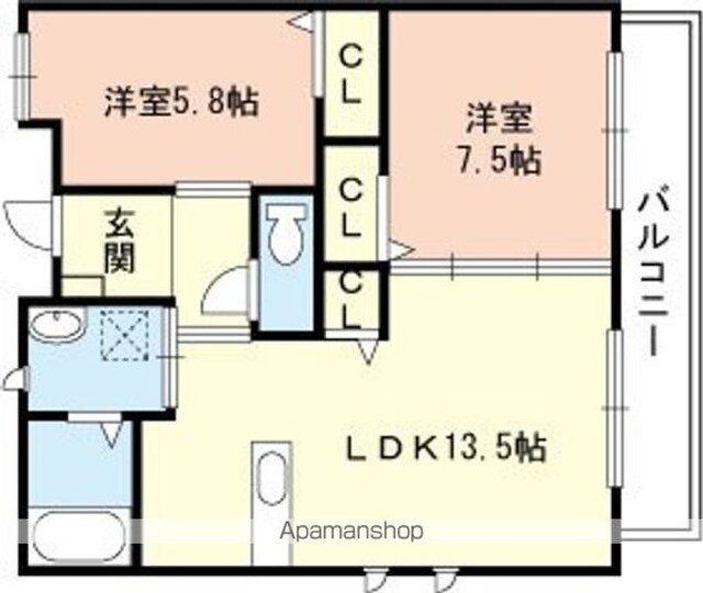 和歌山県和歌山市和歌浦西１丁目[2LDK/58.75m2]の間取図
