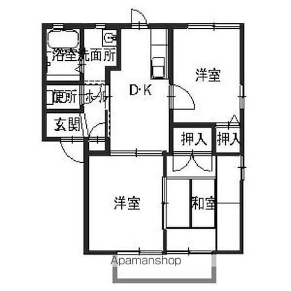 和歌山県御坊市藤田町吉田[3DK/50.9m2]の間取図