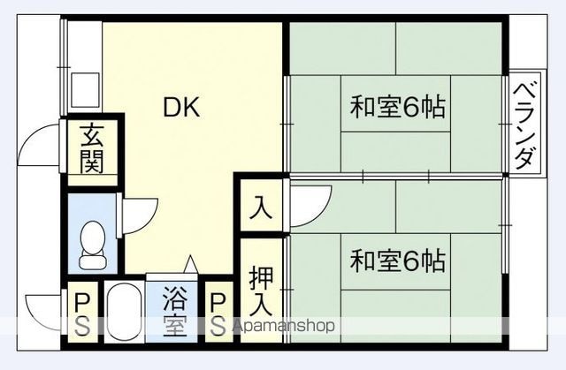リバーサイド和仙ハイツ[2DK/39.6m2]の間取図