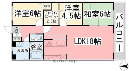 アドラーブル道後[3LDK/75m2]の間取図