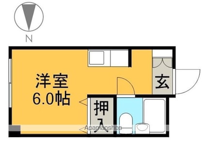 レディス明日香[1R/17.74m2]の間取図