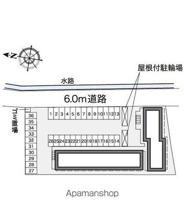 レオパレスウエストヒルズ[1K/23.18m2]の配置図