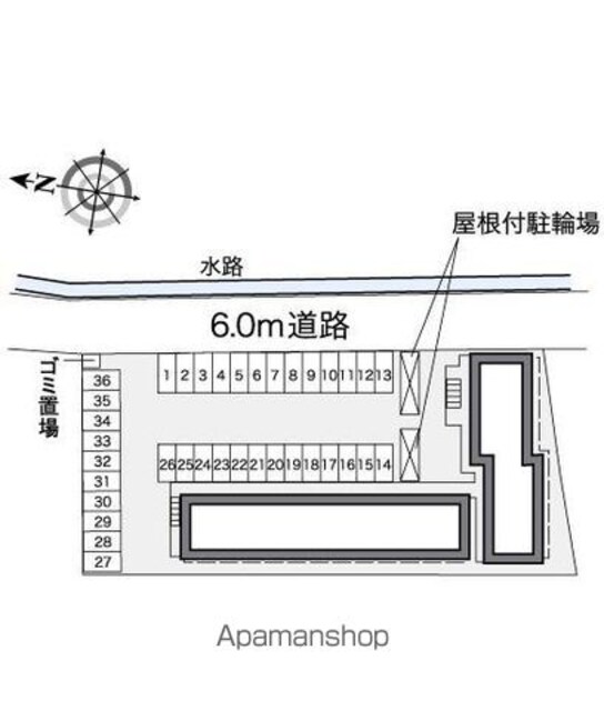レオパレスウエストヒルズ[1K/23.18m2]の配置図