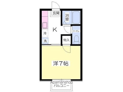 愛媛県松山市桑原５丁目[1K/22.68m2]の間取図