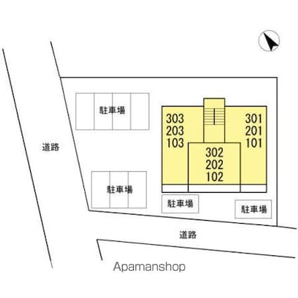 ライジングサンⅢ[1LDK/40.04m2]の配置図
