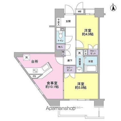 ＫＤＸレジデンス上北沢[2LDK/50.53m2]の間取図